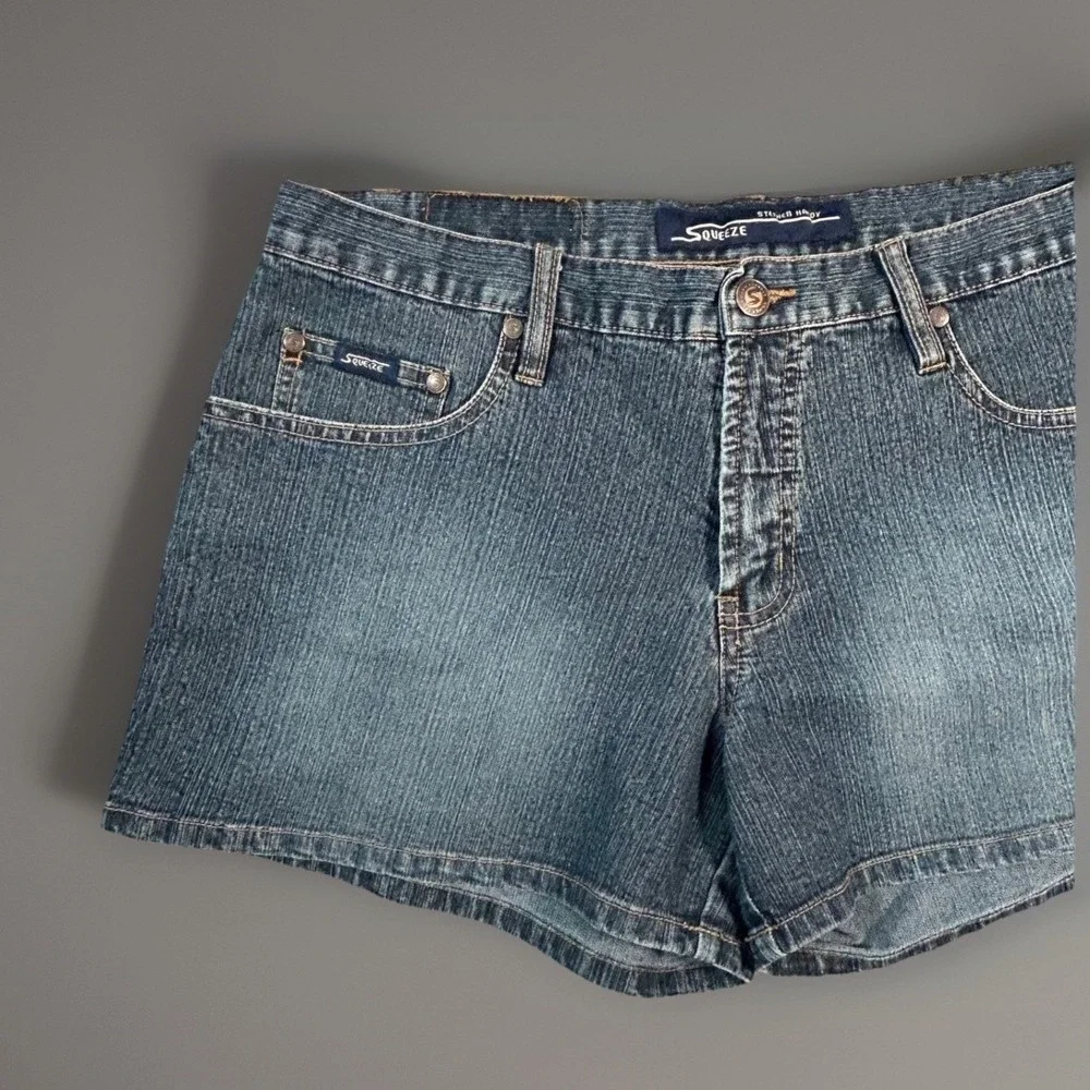 Squeeze Stephen Hardy Shorts Denim Jean Blue Wash Womens Sz 13/14 Y2K 5-Pockets